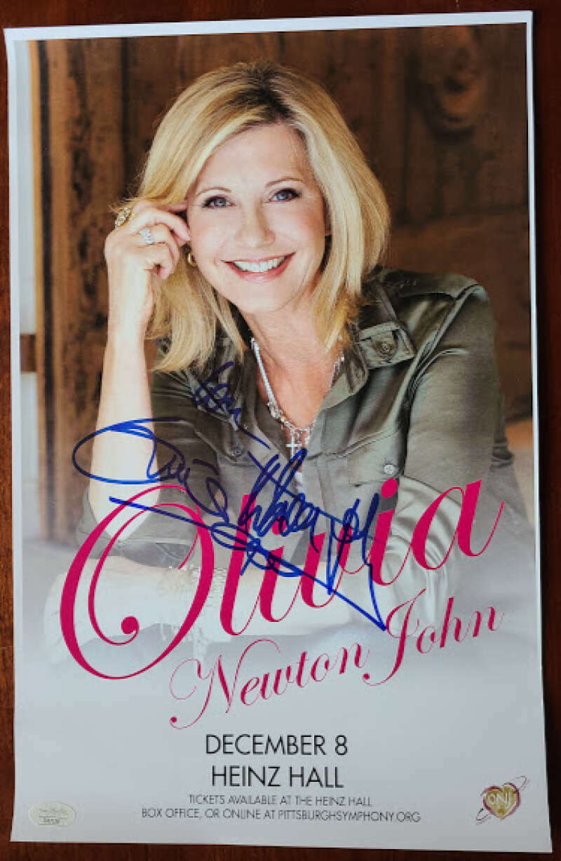 Olivia Newton John JSA Coa Signed Concert Poster Photo Poster painting Heinz Autograph