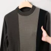 Striped pure wool trendy crew neck sweater