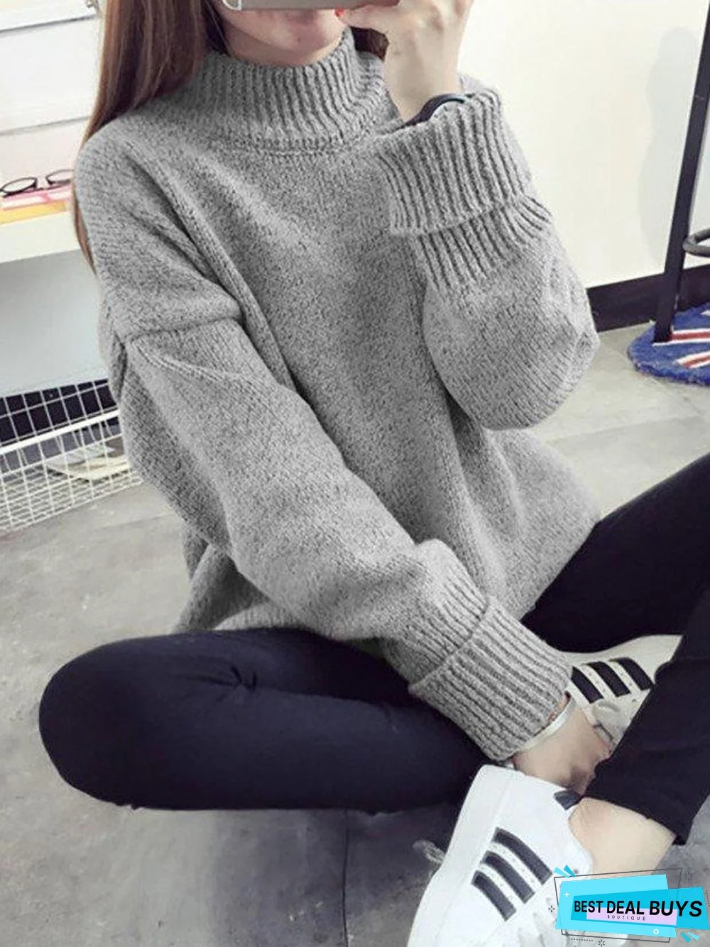 High Neck Pullover Female Loose Sweater