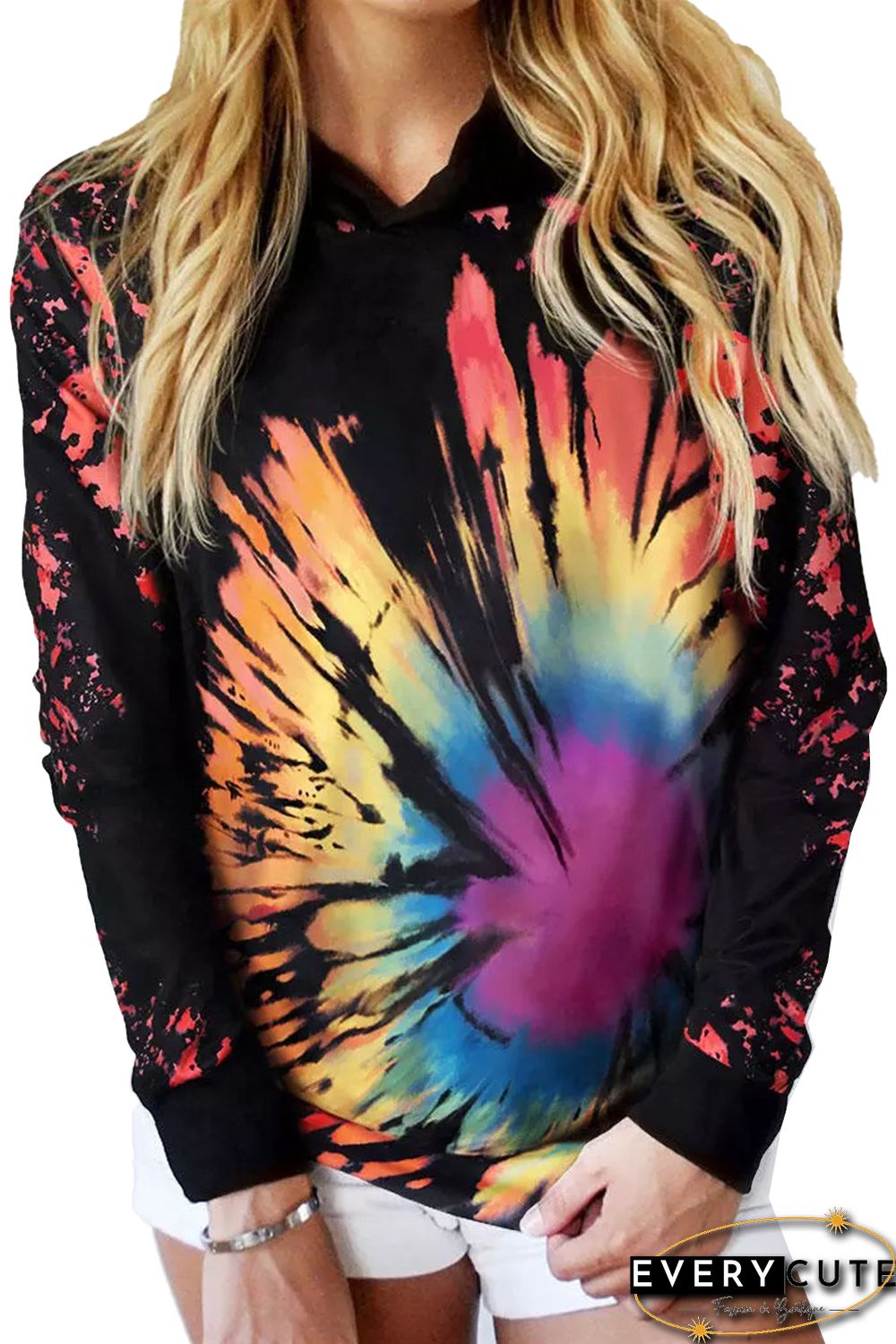 Reverse Tie Dye Rainbow Hoodie