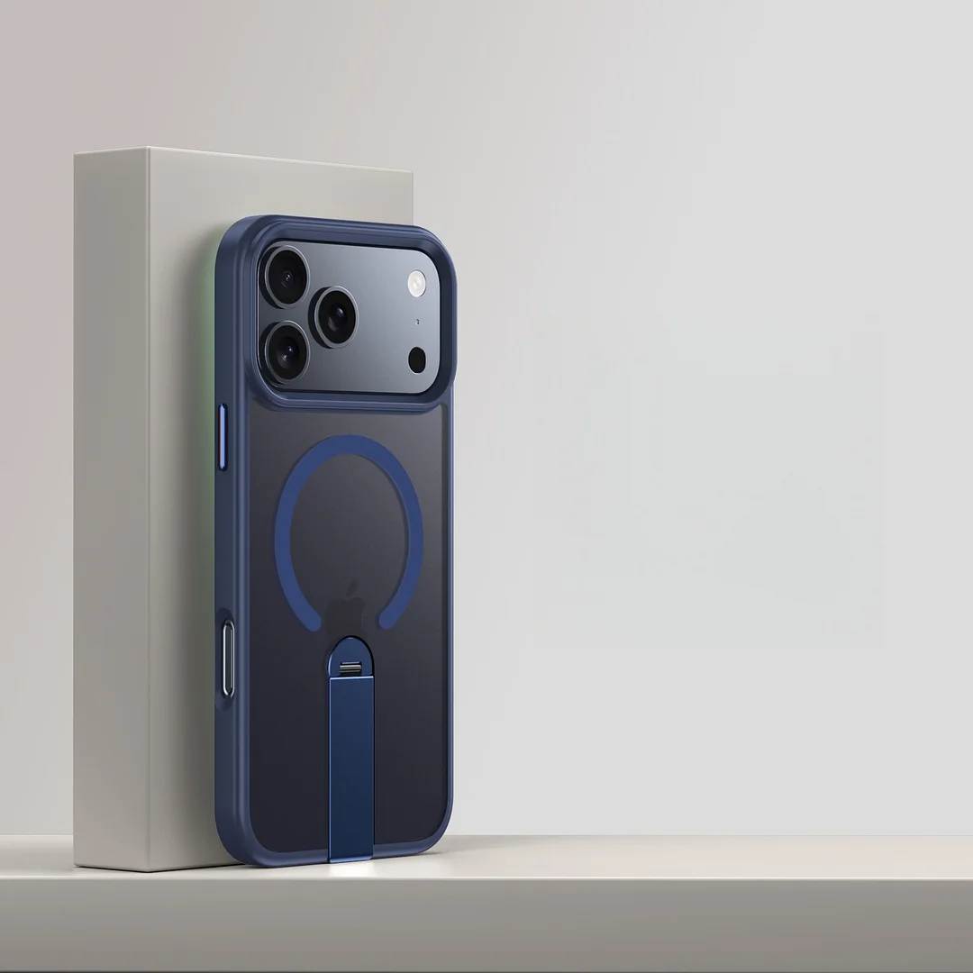 Suitable For Apple 17 Mobile Phone Case Straight Rotating Magnetic Stand Magsafe Transparent Iphone17Pro Mobile Phone Case