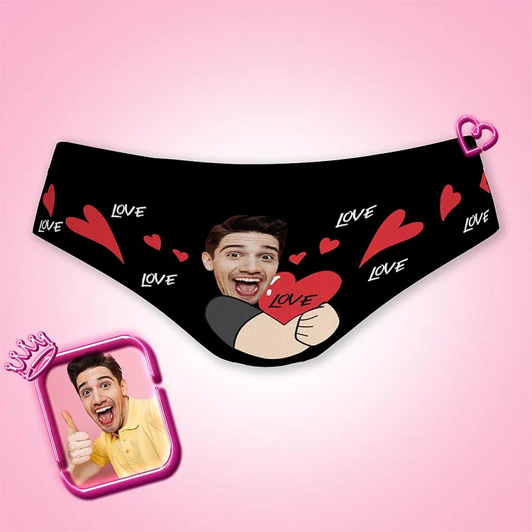 Custom Men's Valentine's Day Love Heart Boxer Briefs Personalized Gifts For Girlfriend