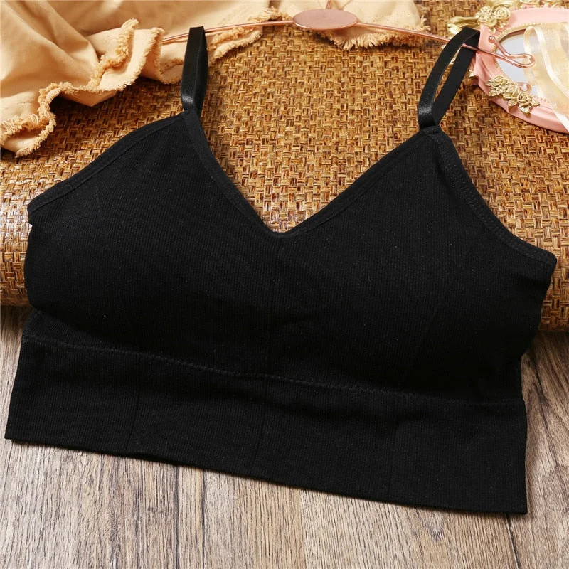 FINETOO Women Tank Crop Top Girls Removable Padded Camisole Ladies Soft Seamless Underwear Female Tube Tops Female Intimates New