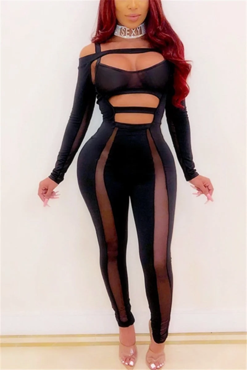 Sexy Hollow Tight-Fit Jumpsuit