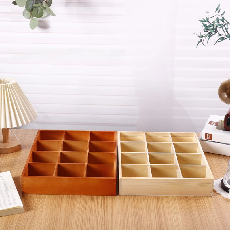 Wooden Plaid Storage Box Desktop Multi-grid Wooden Box Nuts Multi-meat Plaid Storage Box Grid Plate Stall Jiugongge