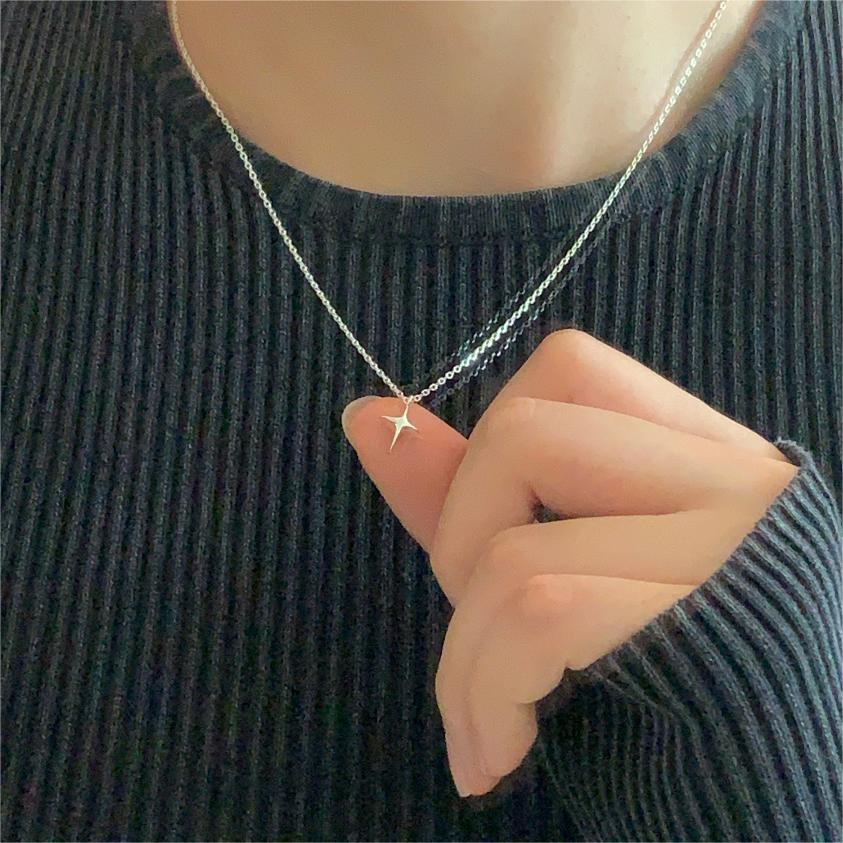 925 Sterling Silver Korean Tulip Geometric Silver Electroplating Necklaces