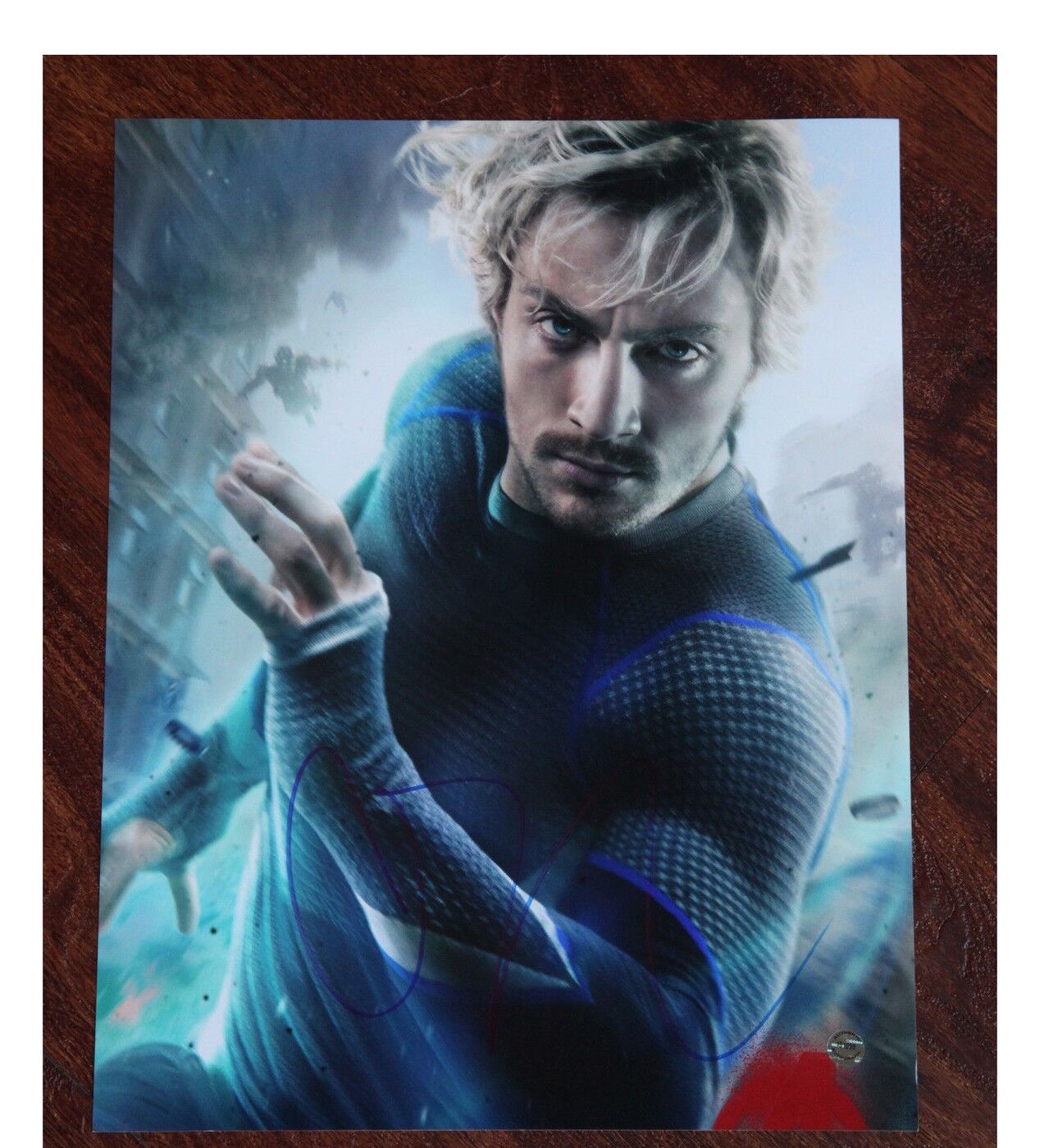 GFA Avengers Age of Ultron * AARON TAYLOR-JOHNSON * Signed 11x14 Photo Poster painting MH1 COA