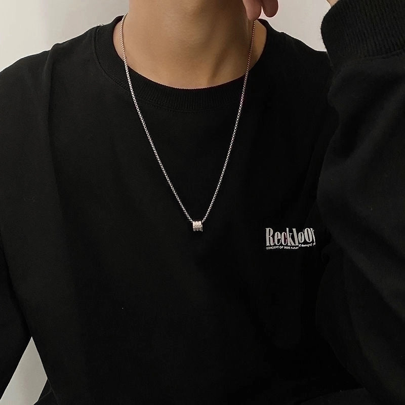 Hip-hop Circle Titanium Steel Stoving Varnish Unisex Pendant Necklace