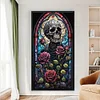 Skull Rose Stained Glass-11CT Stamped Cross Stitch 40*70cm(Big Size)