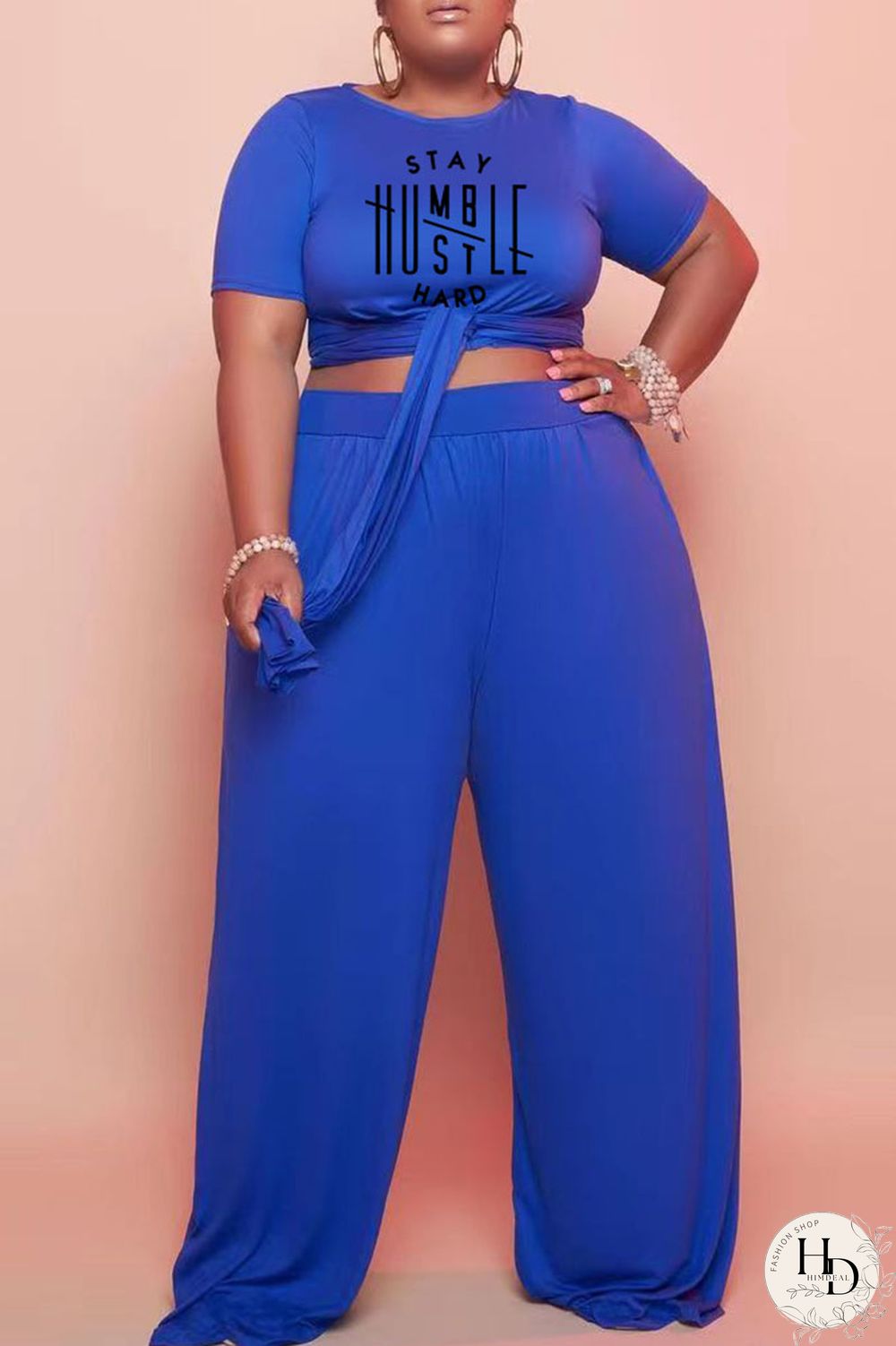 Black Casual Letter Print Bandage Split Joint O Neck Plus Size Two Pieces