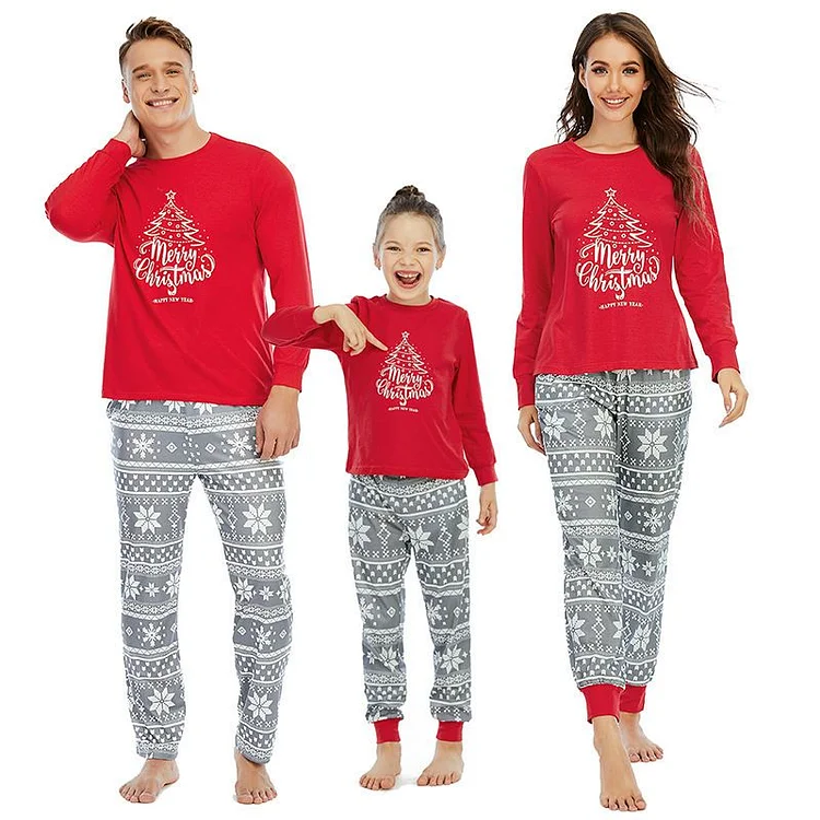 Merry Christmas Letter Print Family Matching Pajamas Set