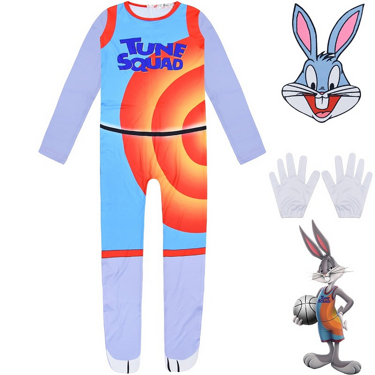 Mayoulove Space Jam Bugs Bunny Cosplay Costume with Mask Halloween Jumpsuits-Mayoulove