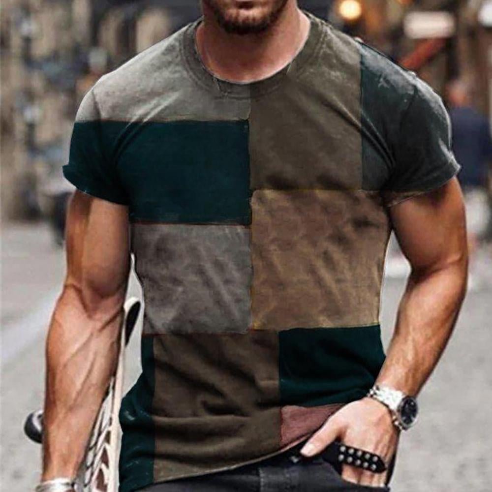 3D Graphic Short Sleeve Shirts Square Design