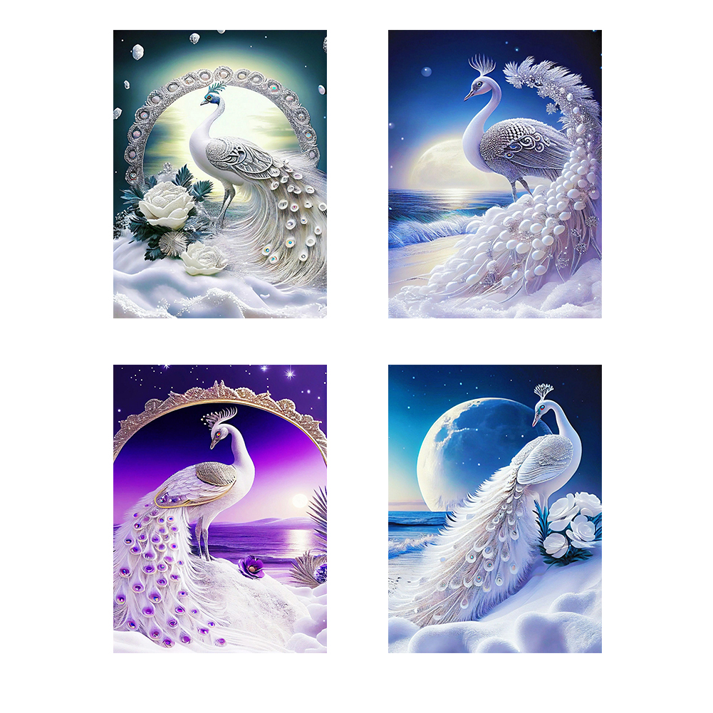 Diy 5d Large Size Master Advanced Flower White Peacock Symbol Holy Diamond  Painting Set Adult Master