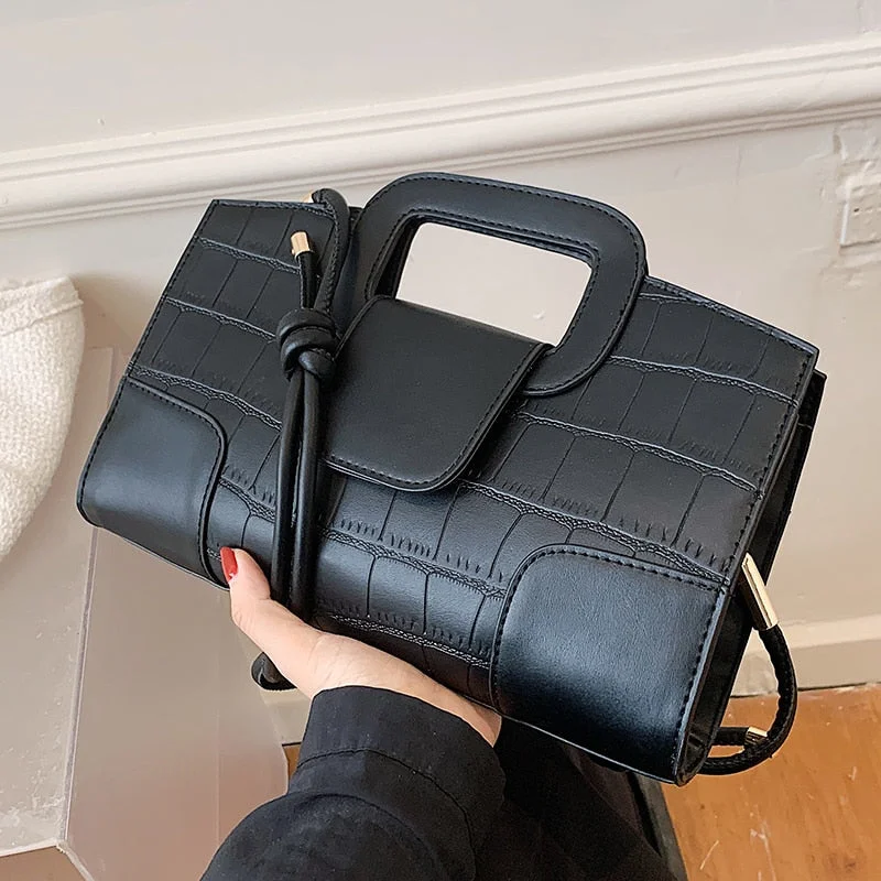 Stone pattern Square Tote bag 2021 Fashion New High-quality PU Leather Women's Designer Handbag Vintage Shoulder Messenger Bag