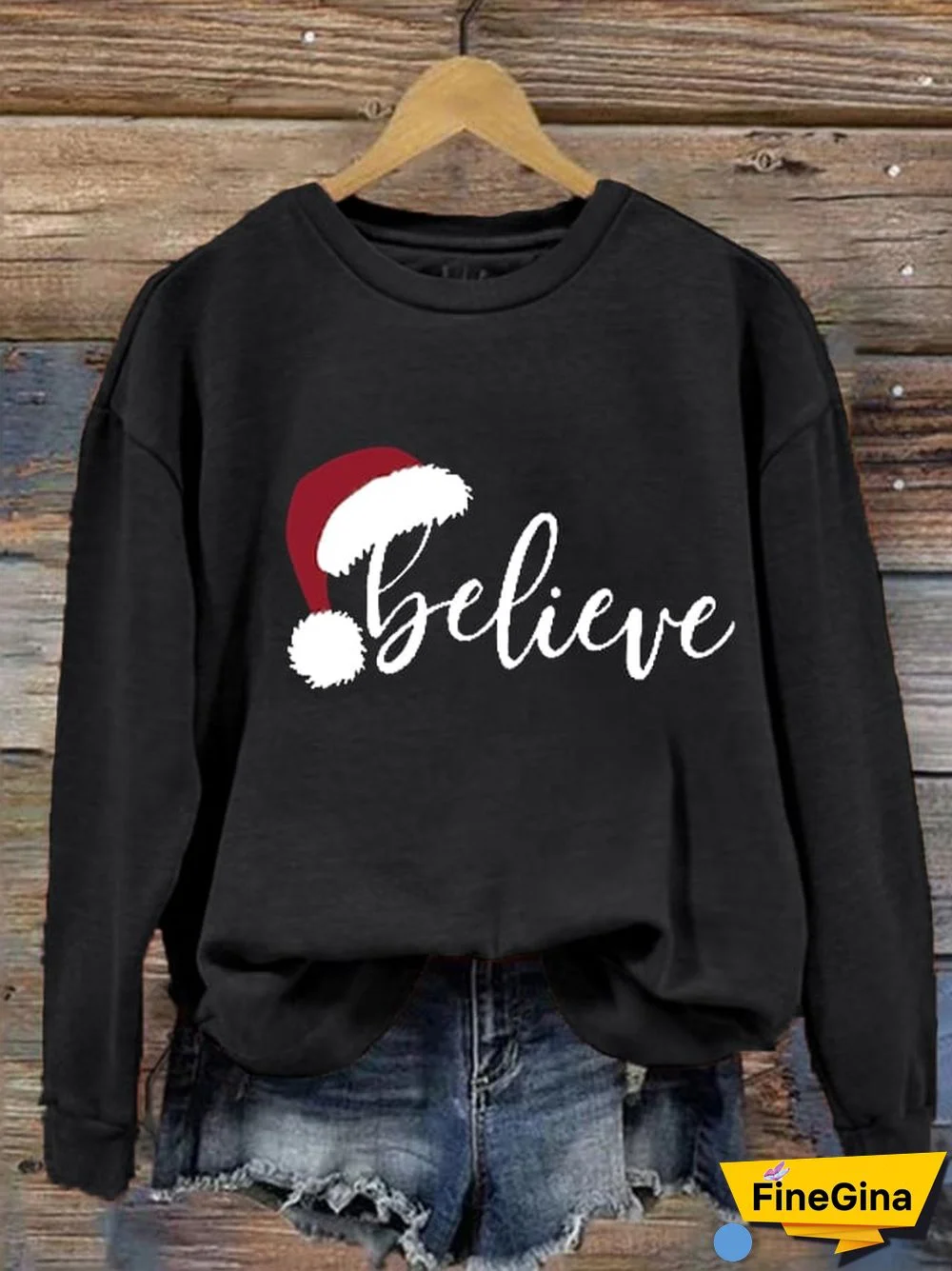 Women's Merry Christmas Christmas Believe Printed Sweatshirt