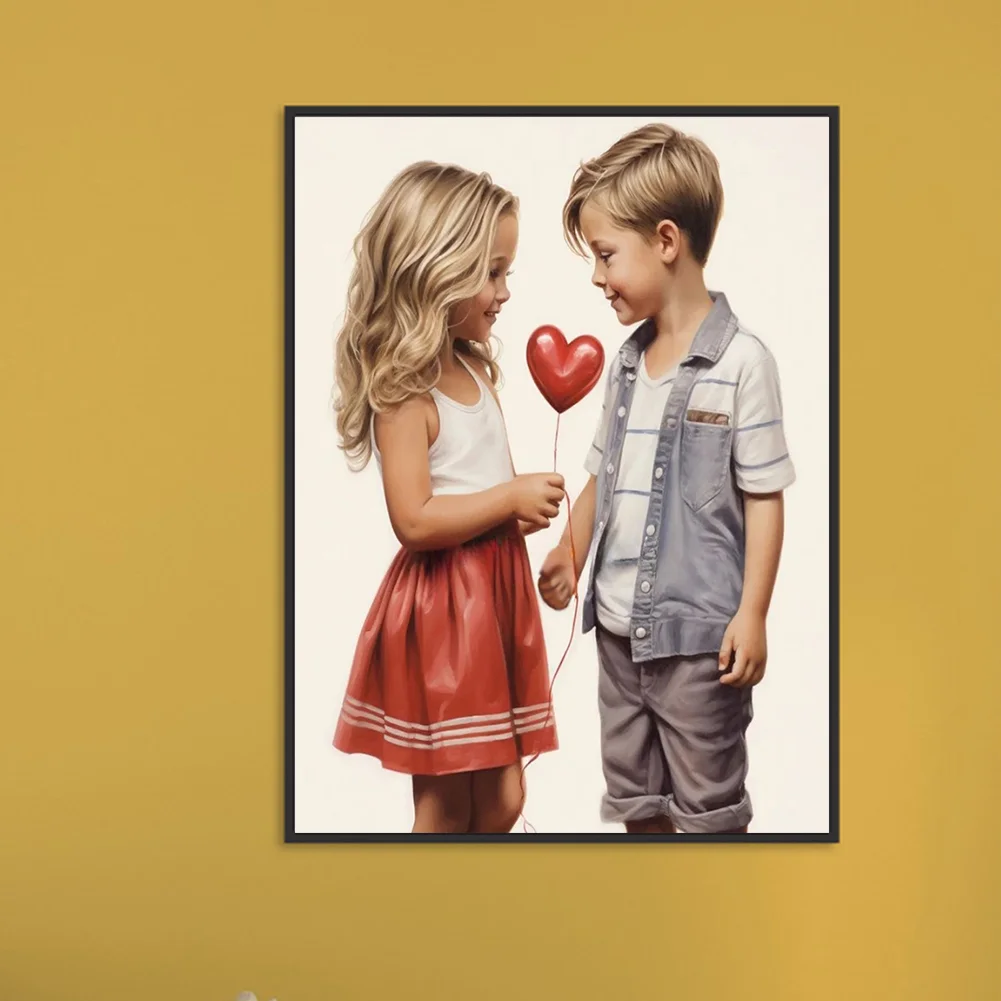 Diamond Painting - Full Round Drill - Kid Sweet Couple(Canvas|30*40cm)