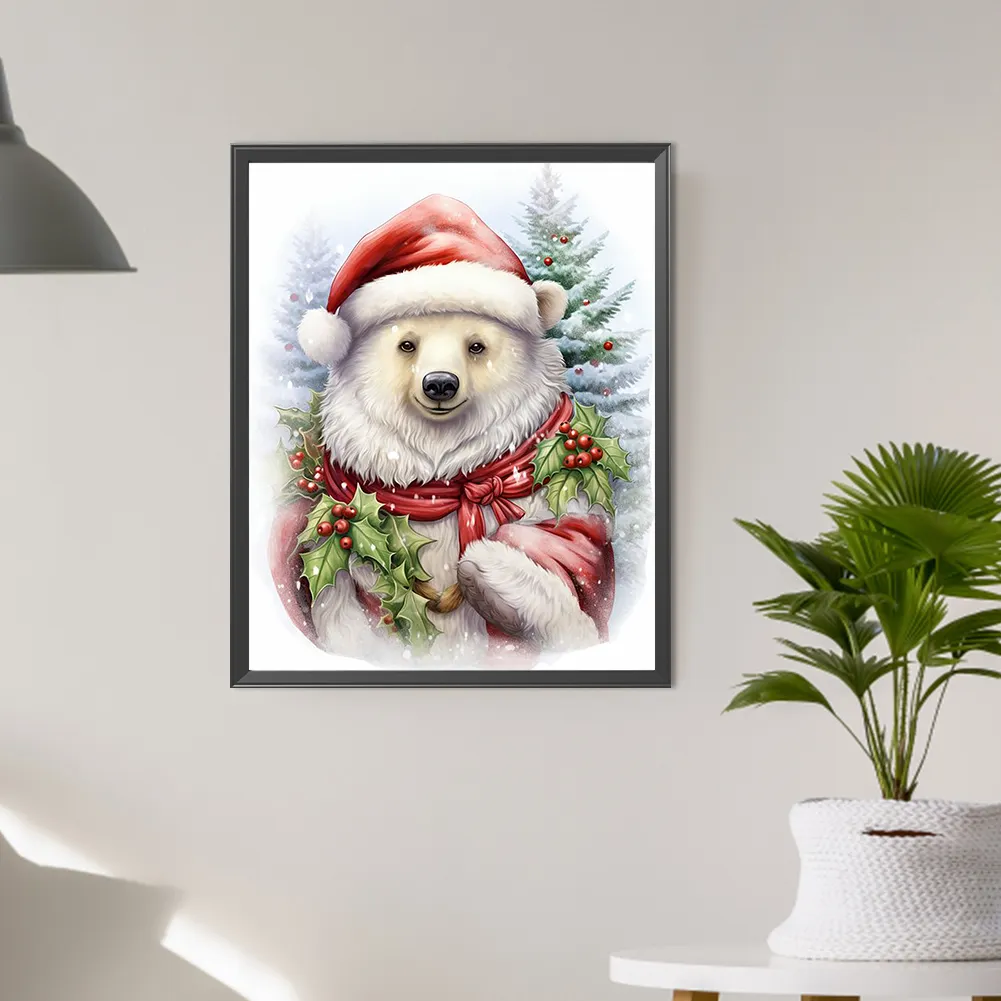 Full Round Diamond Painting 40*50cm - Christmas White Bear