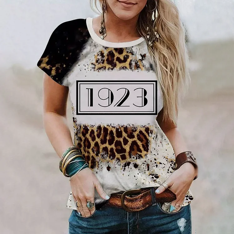 1923 Leopard Print Short Sleeve T-Shirt