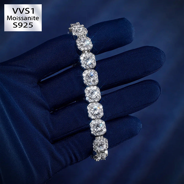 S925 Moissanite 10mm Clustered Tennis Bracelet