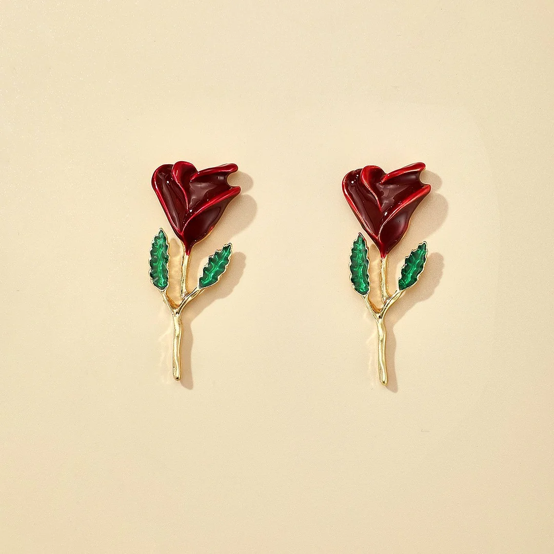 Women plus size clothing Alloy Rose Simple Earrings Wholesale Cheap Jewelry-Nordswear