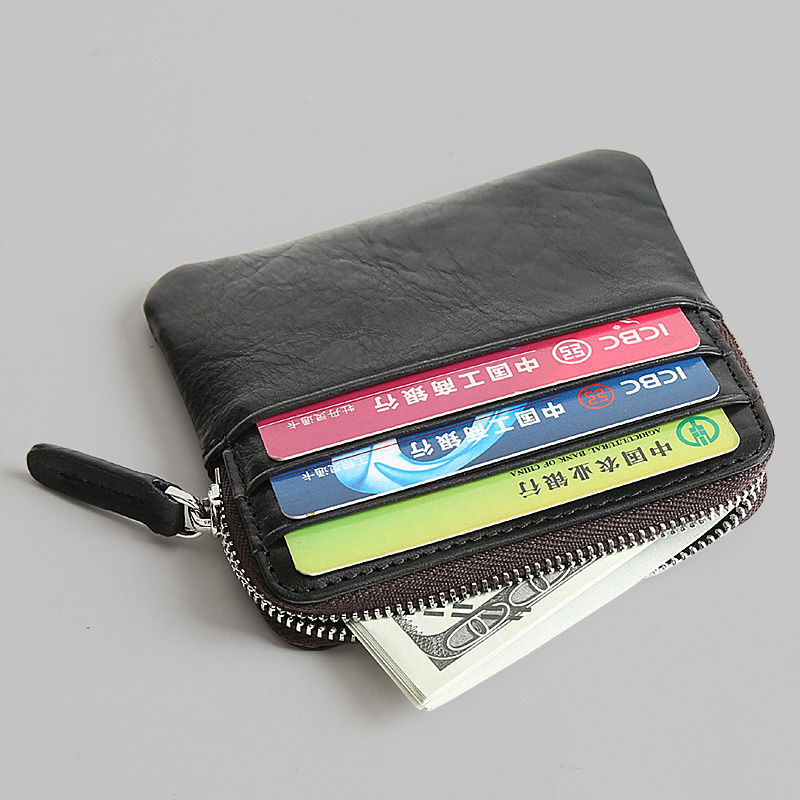 Mature Women Leather Horizontal Wallet Retro First Layer Cowhide Ultra-thin Purse