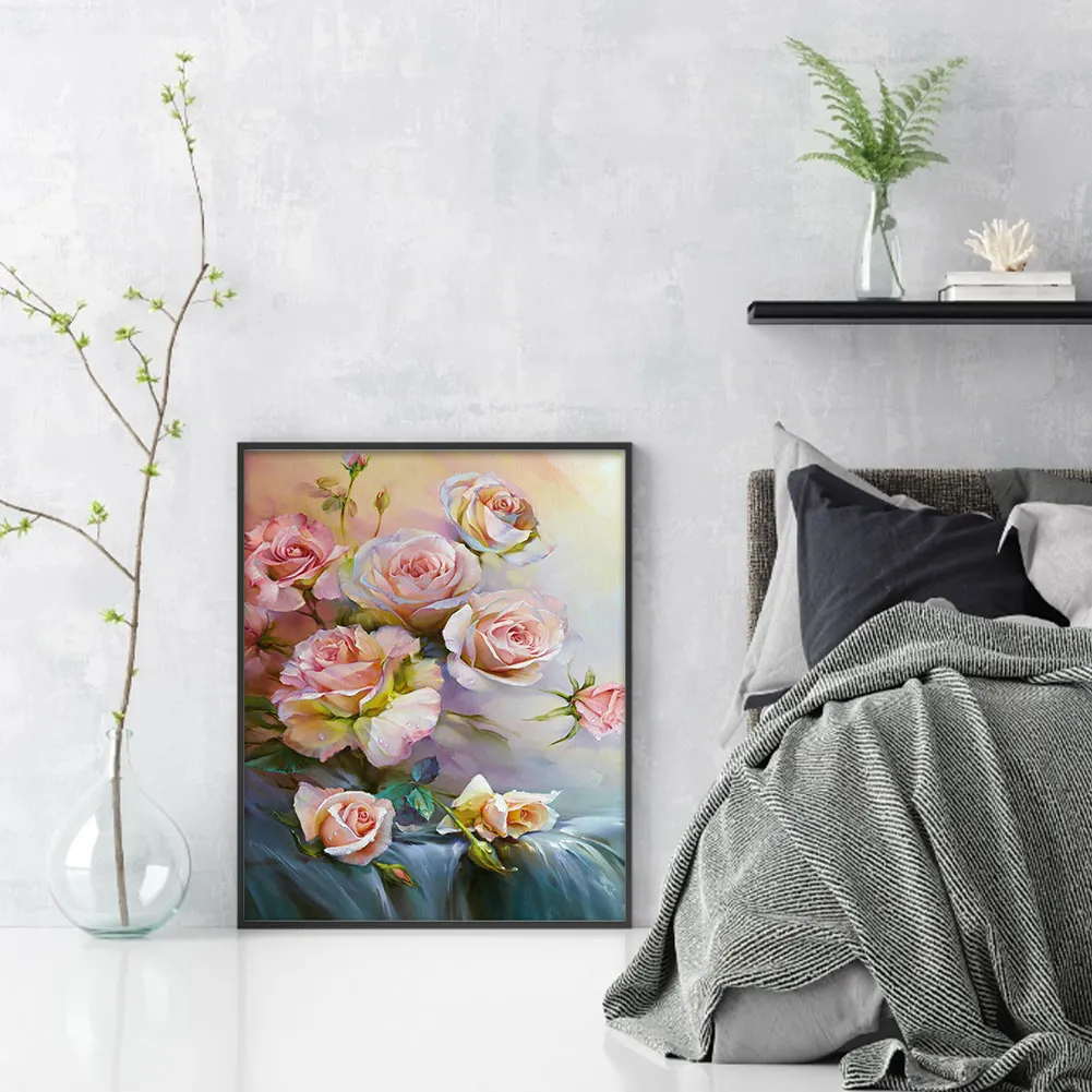 DIY Stamped Cross Stitch 11CT Full Embroidery 40*50cm - Pink Roses