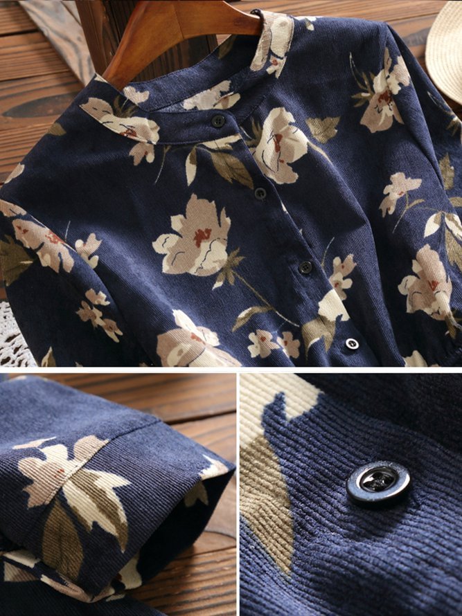 Sweet Floral-Print Long Sleeve A-Line Dress Zaesvini