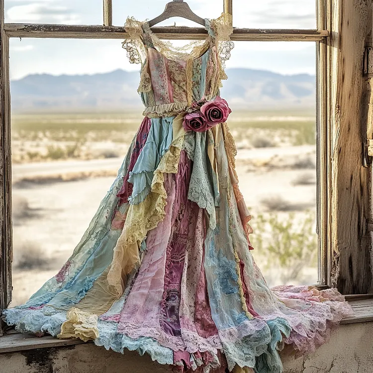 Windowsill Summer Romantic Lace Ruffle Dress 4245