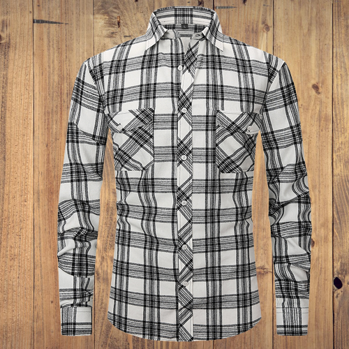 Men's Plaid casual long sleeved shirt