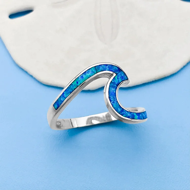 For Daughter - S925 I will be There for You Blue Opal Wave Ring