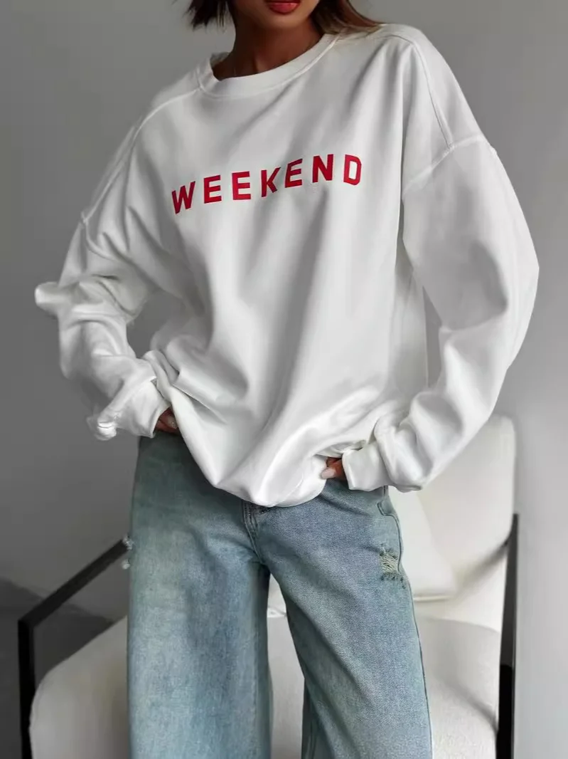 Churchf Churchf New Women's Casual Fashion Print Plus Thick Versatile Top Long-Sleeved Hoodie