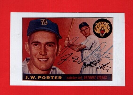 1955 JW PORTER-DETROIT TIGERS AUTOGRAPHED COLOR SEMI-GLOSS Photo Poster painting ON 3X5