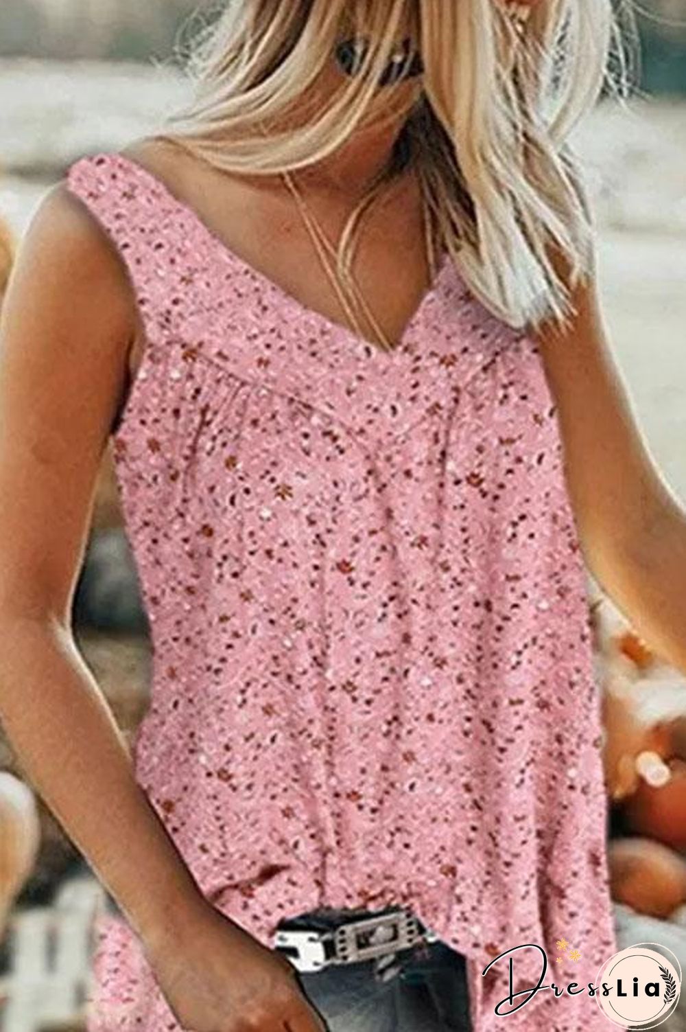 Floral V Neck Tank Top