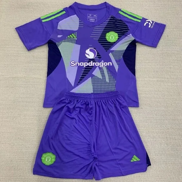 Kids Man Utd Purple Goalkeeper Kit 24/25 Football Jersey 1:1 Thai quality