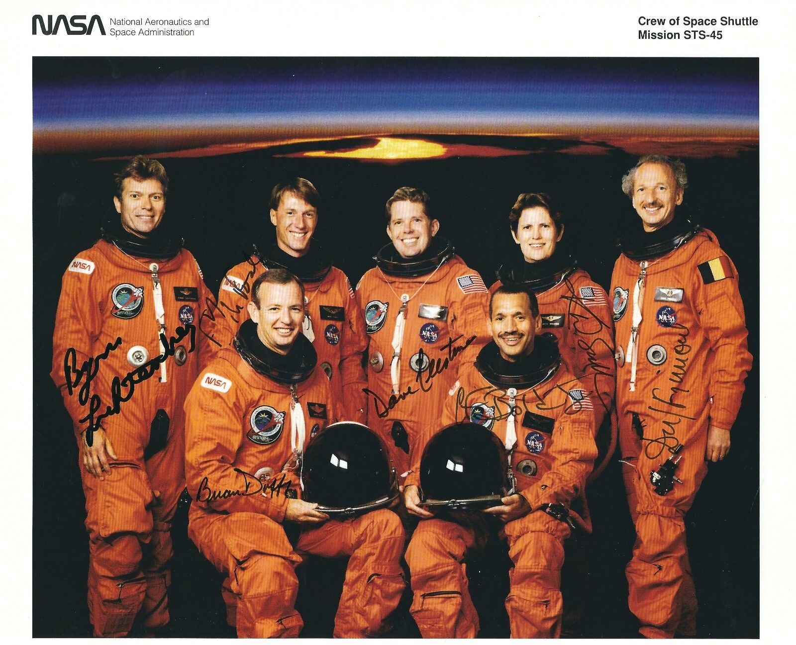 STS-45 FULLY SIGNED CREW Photo Poster painting - UACC & AFTAL RD SPACE SHUTTLE AUTOGRAPH