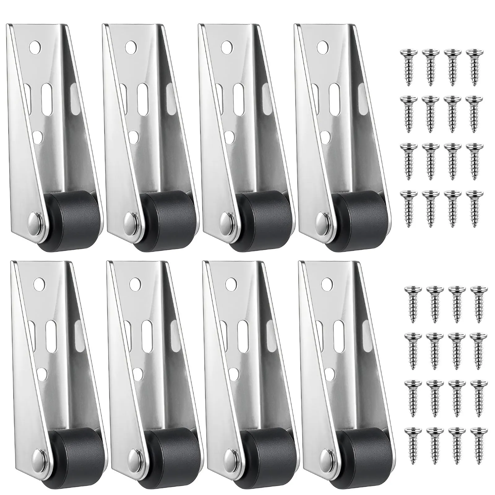 8 Pieces Mini Rigid Caster Wheels and Mounting Screws Pack