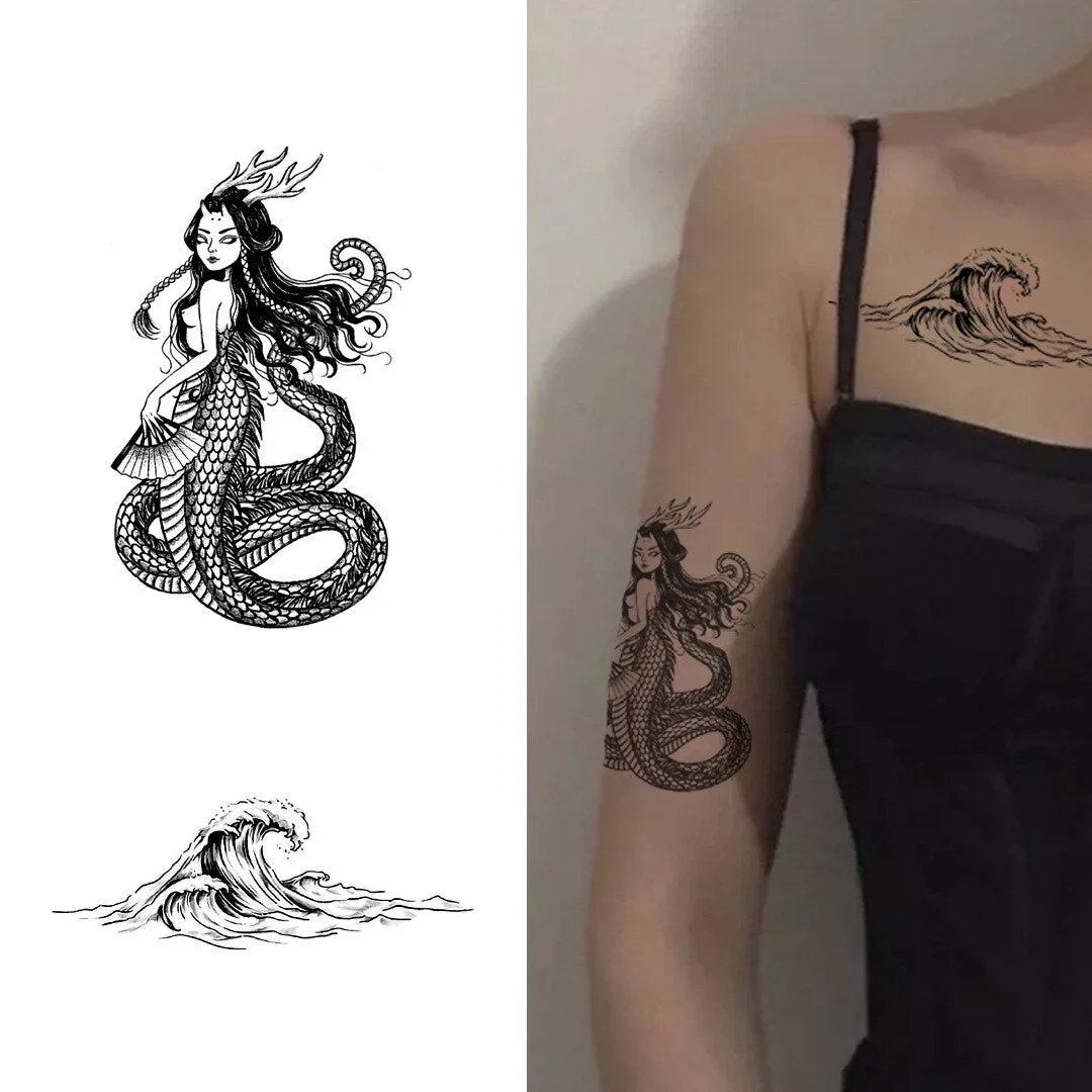 black snack scorpion temporary tattoos for men women arm wrist fake tatto stickers waterproof fish flash decals animal tatoos