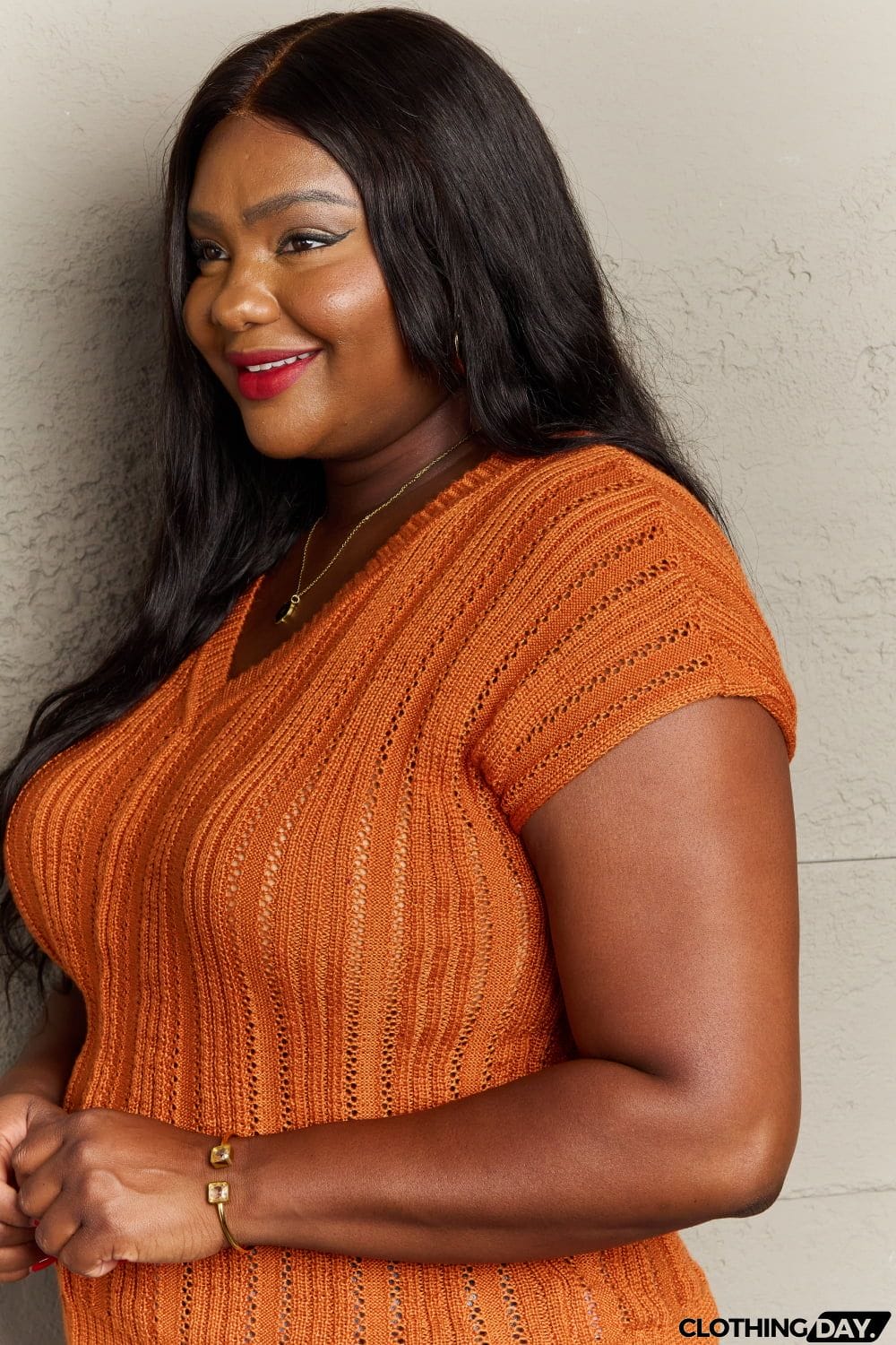 Sew In Love Full Size Preppy Casual Knit Sweater Vest