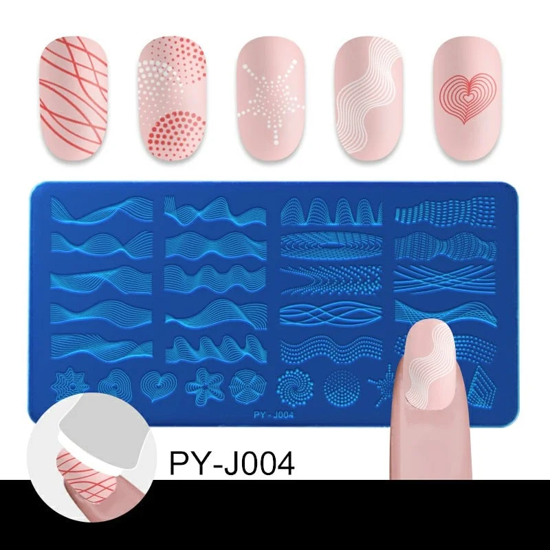 PICT YOU Rectangle Nail Stamping Plates Geometric Stainless Steel Nail Image Stamp  Stamping Template-Nail Inspo