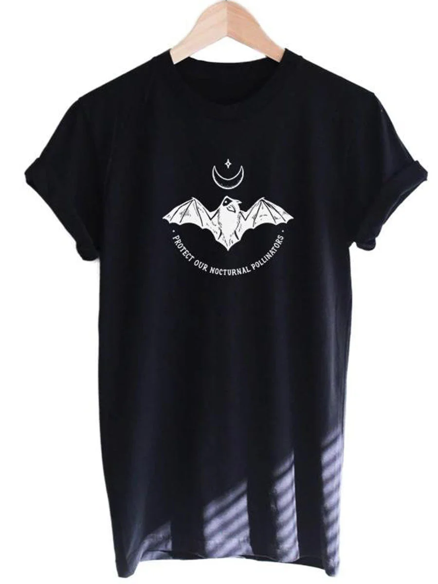 Bat Printed O Neck T-shirt