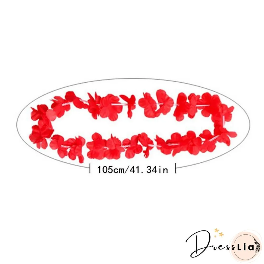 Hawaiian Wreath Leis Garland Artificial Necklace Hawaii Flowers Party Supplies Beach Fun