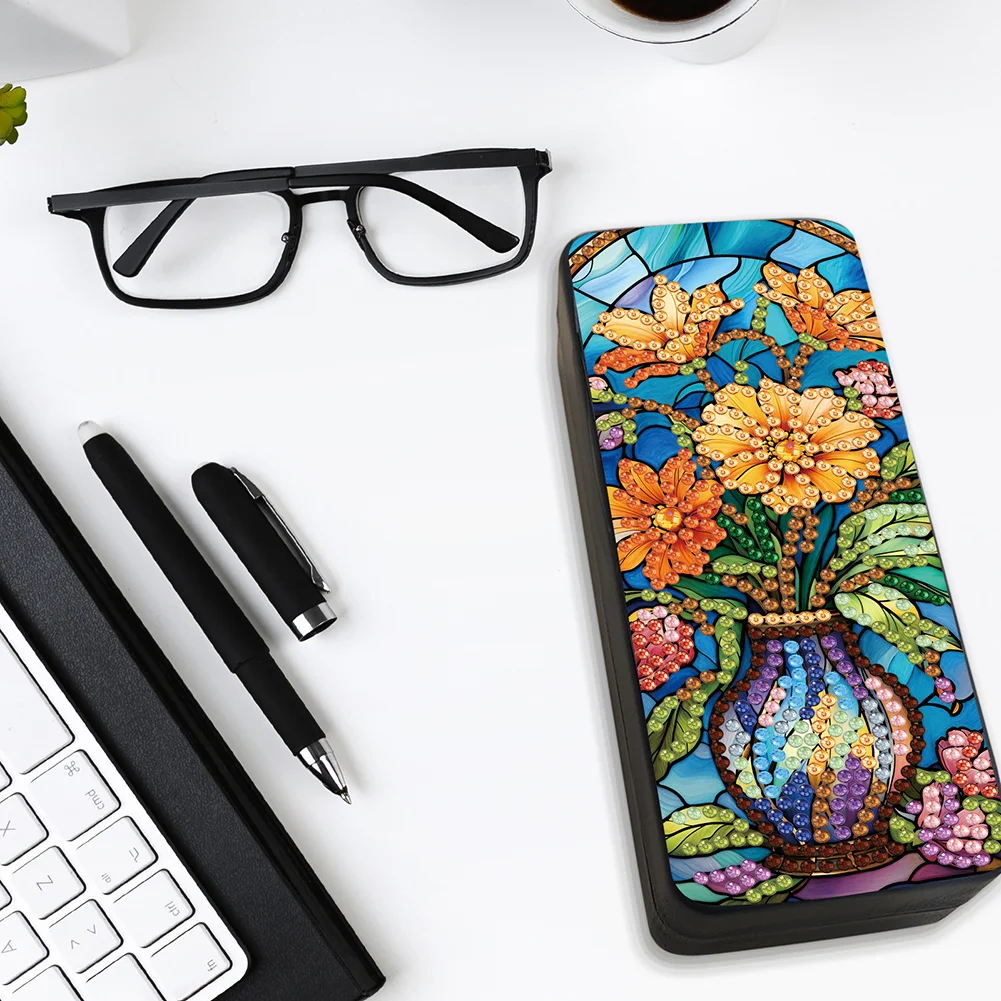Vase Diamond Painting Eyeglasses Case Diamond Art Sunglasses Case for Adults