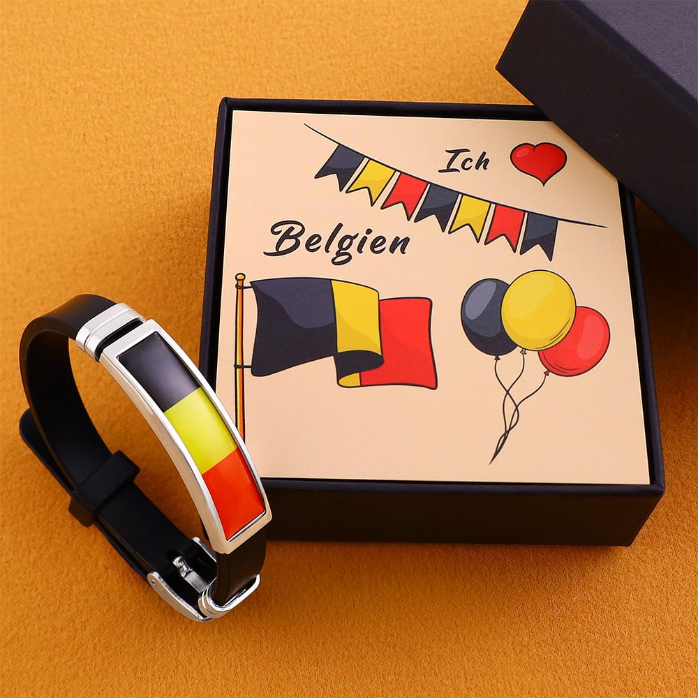 Ich Liebe Belgien Armband mit Geschenkkarte Silikonarmband mit Muster zum Belgischen Nationalfeiertag  Kettenmachen