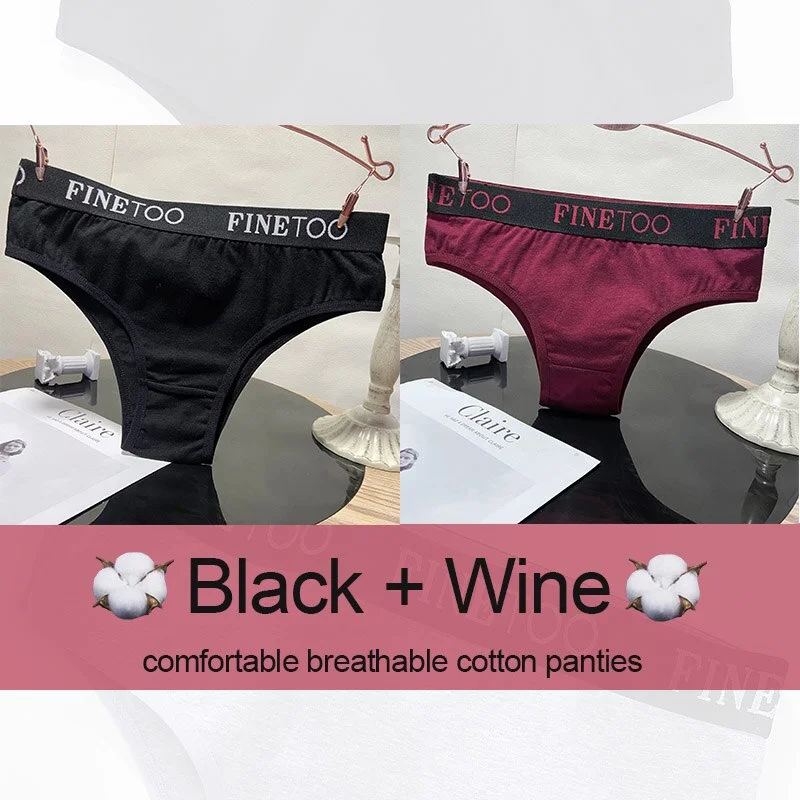 M-XXL Women's Panties Cotton Underwear Sexy Lingerie Panties Female Underpants Briefs Intimates Finetoo Cotton Pantys 2PCS/Set