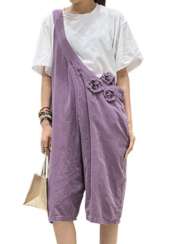 Artistic Retro Sleeveless Strap Denim Jumpsuit