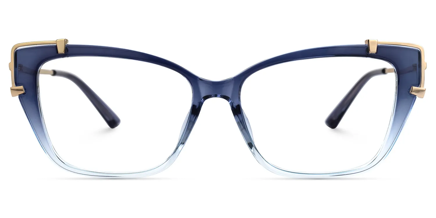 Carey Blau Rechteckig Brille Blau