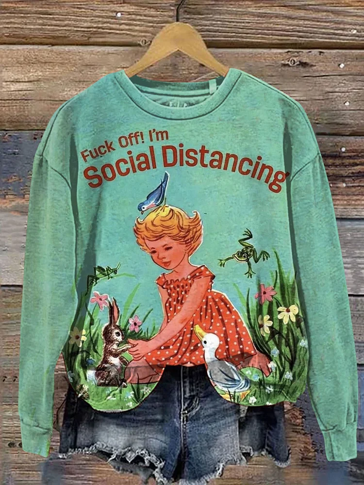 Vintage Retro Funny Art Print Casual Sweatshirt