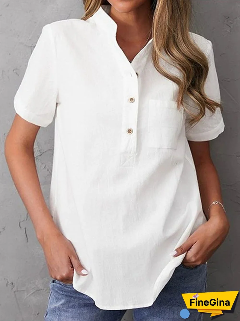 Simple Plain Short Sleeve Top