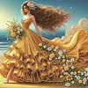 Diamond Painting-DIY Crystal Rhinestone Seaside Golden Gown Lady